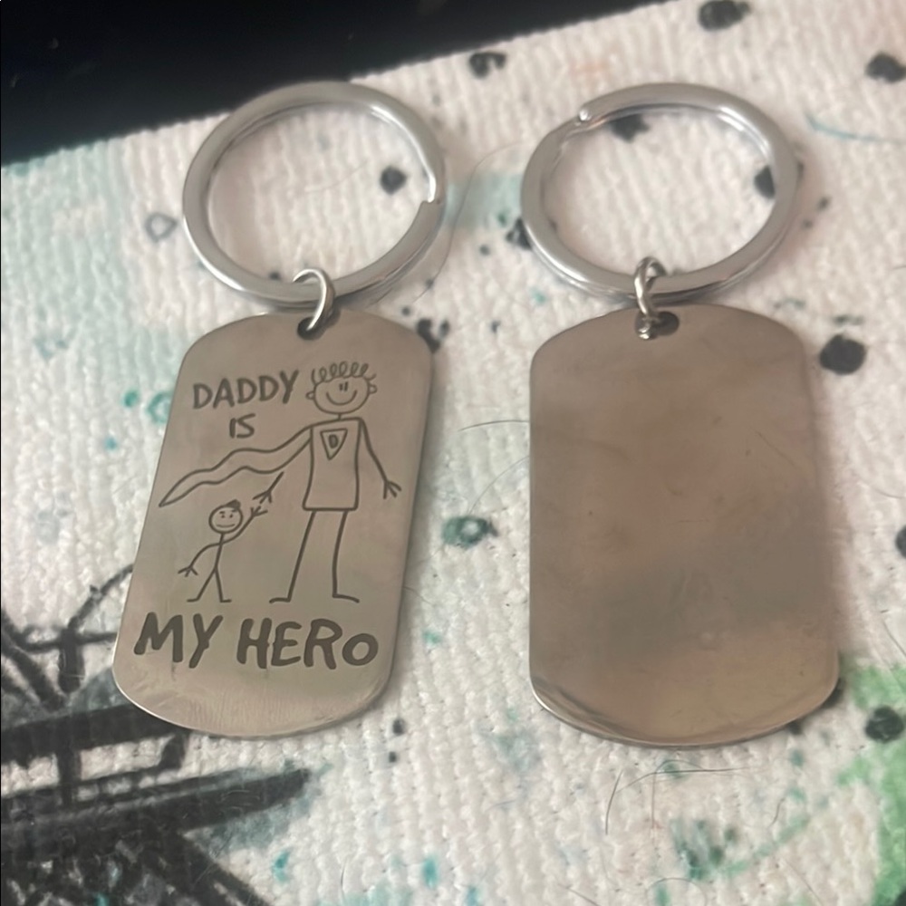 Price drop 1/2 now $8 Fast shipping for dad Silver Keychain Engraved message